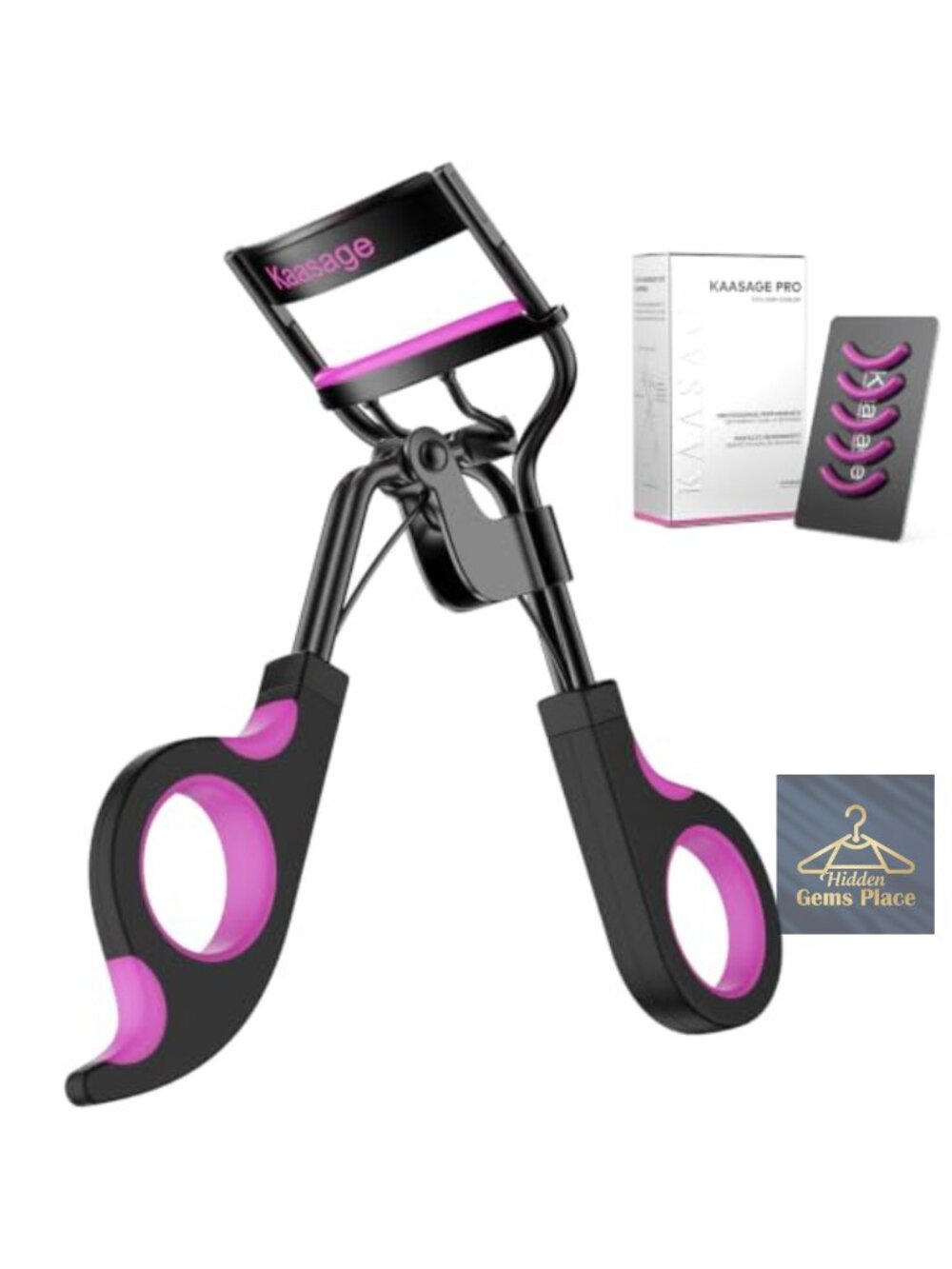 Eyelash Curler with 5 Extra Silicone Pads, Scissor Handle, Makeup Tool, Gift